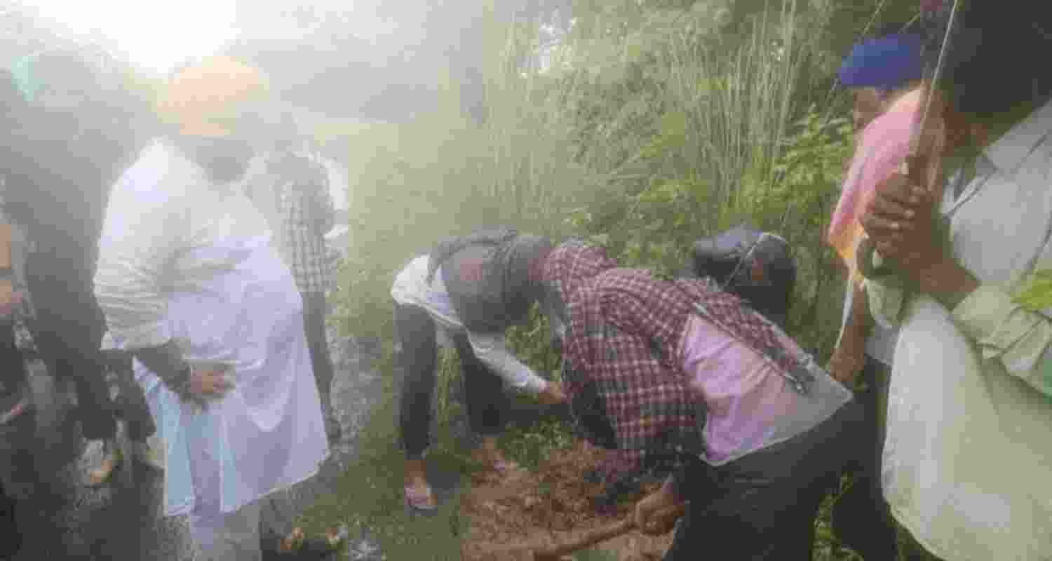 Punjab minister Harjot Singh Bains overseeing the work on repairing the eroded banks of the Anandpur Sahib Hydel Canal.