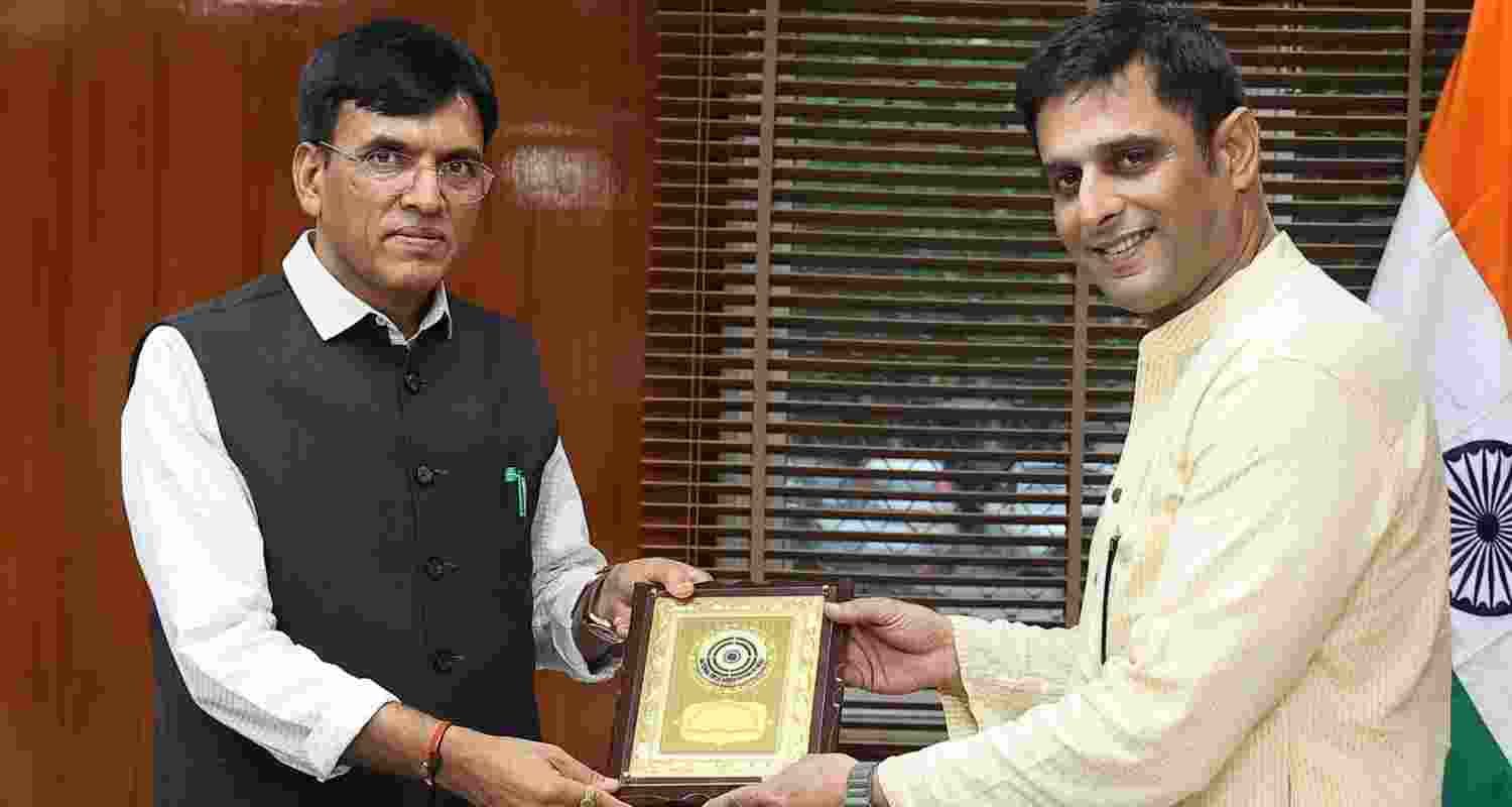 Kalikesh Singh Deo with Sports Minister Mansukh Mandaviya in Delhi. File Photo.