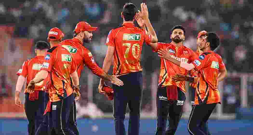 Punjab Kings players celebrate their victory against Gujarat Titans in IPL 2025 on Tuesday.