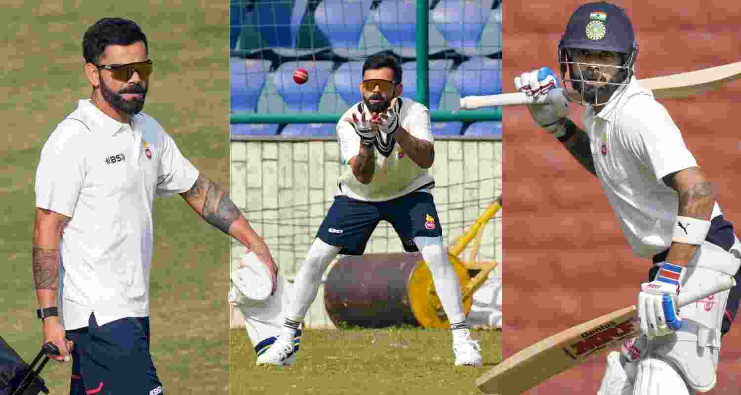 Indian star batsman Virat Kohli trains with the Delhi team at the Arun Jaitley Stadium.