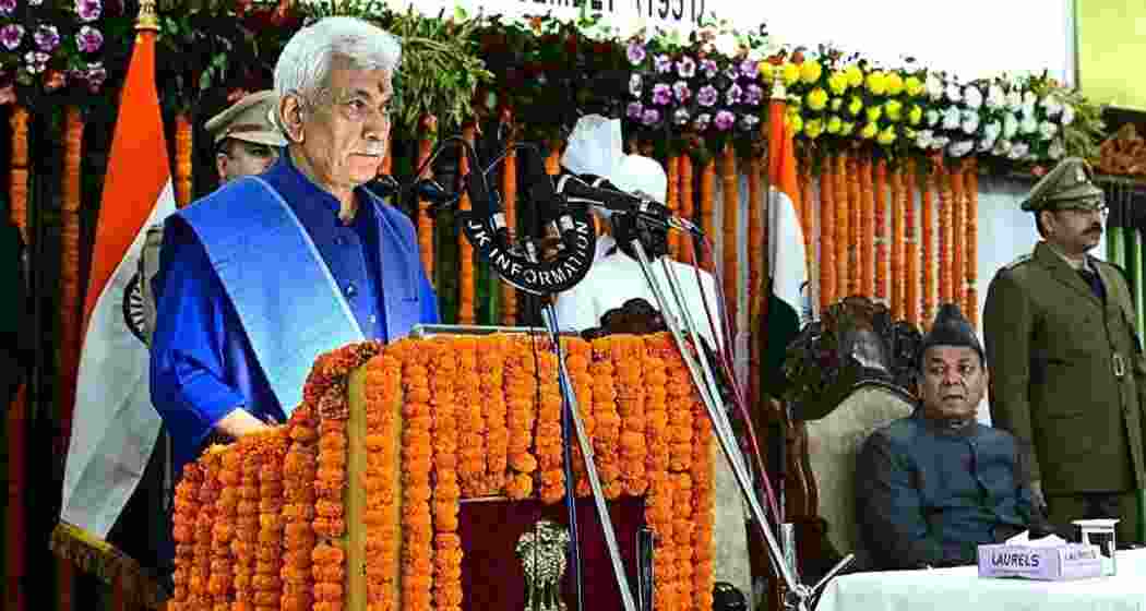J&K LG Manoj Sinha addresses the Jammu and Kashmir Legislative Assembly as the first budget session in seven years begins on Monday.
