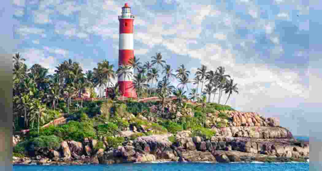A lighthouse beach in Kerala's Kovalam.  