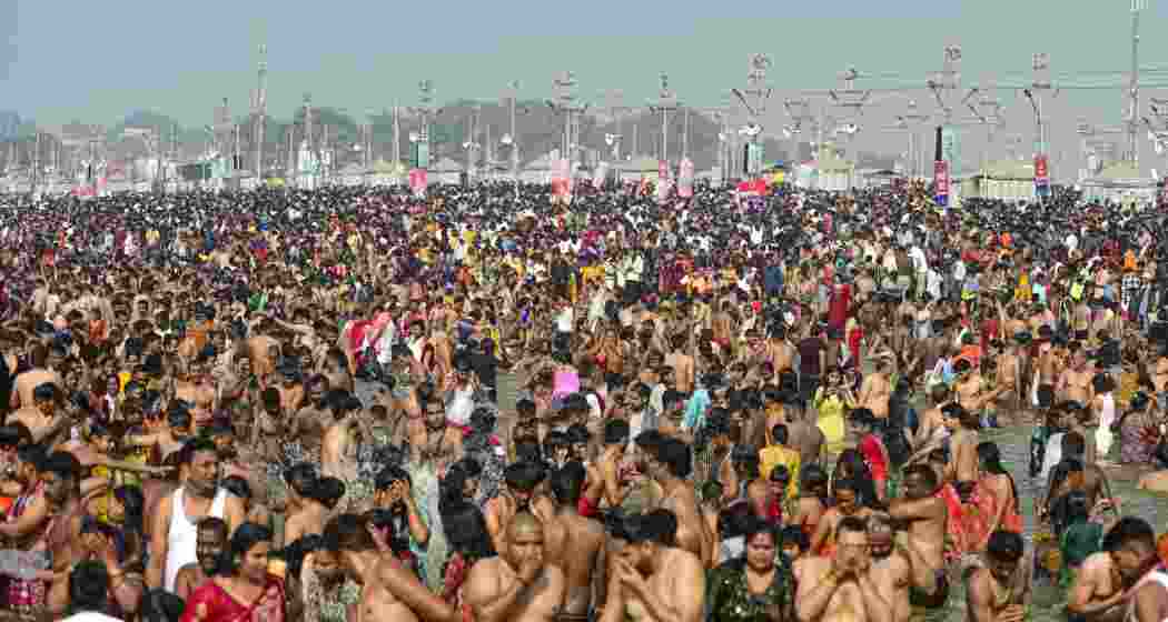  Devotees take a holy dip at Sangam during the ongoing Maha Kumbh Mela, in Prayagraj on Tuesday, Feb. 4, 2025. (File Photo)