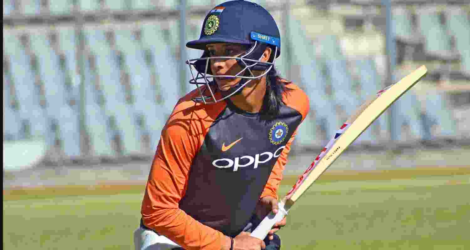 Smriti Mandhana during a practice session.