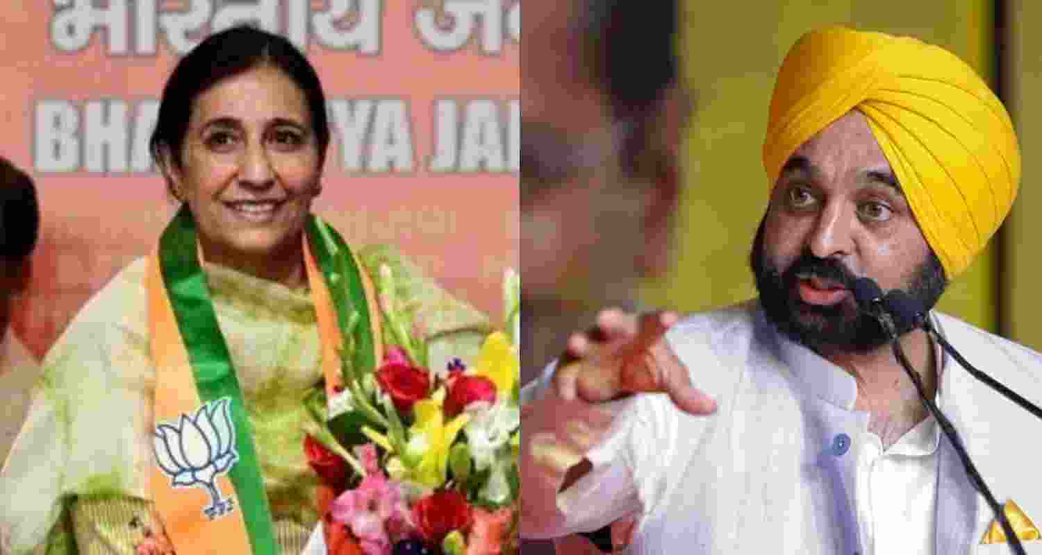Parampal Kaur (left) and Punjab CM Mann. 