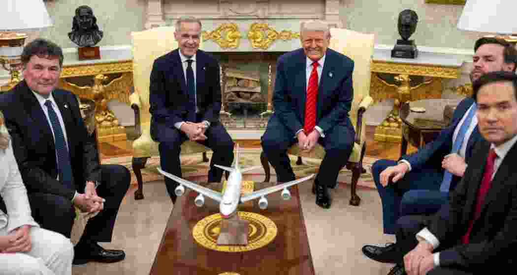 President Donald Trump meets with Canadian Prime Minister Mark Carney, Tuesday, May 6, 2025, in the Oval Office. 