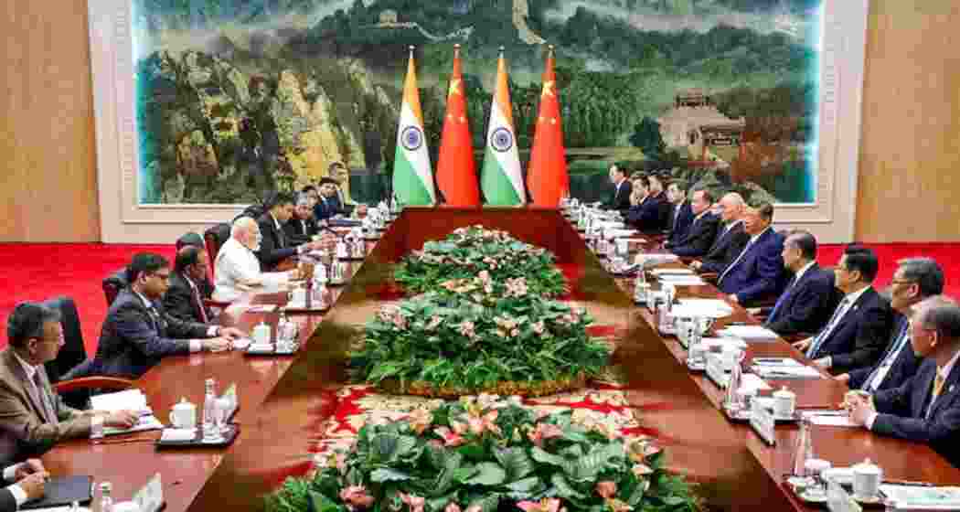 PM Modi holds a meeting with Chinese President Xi Jinping.