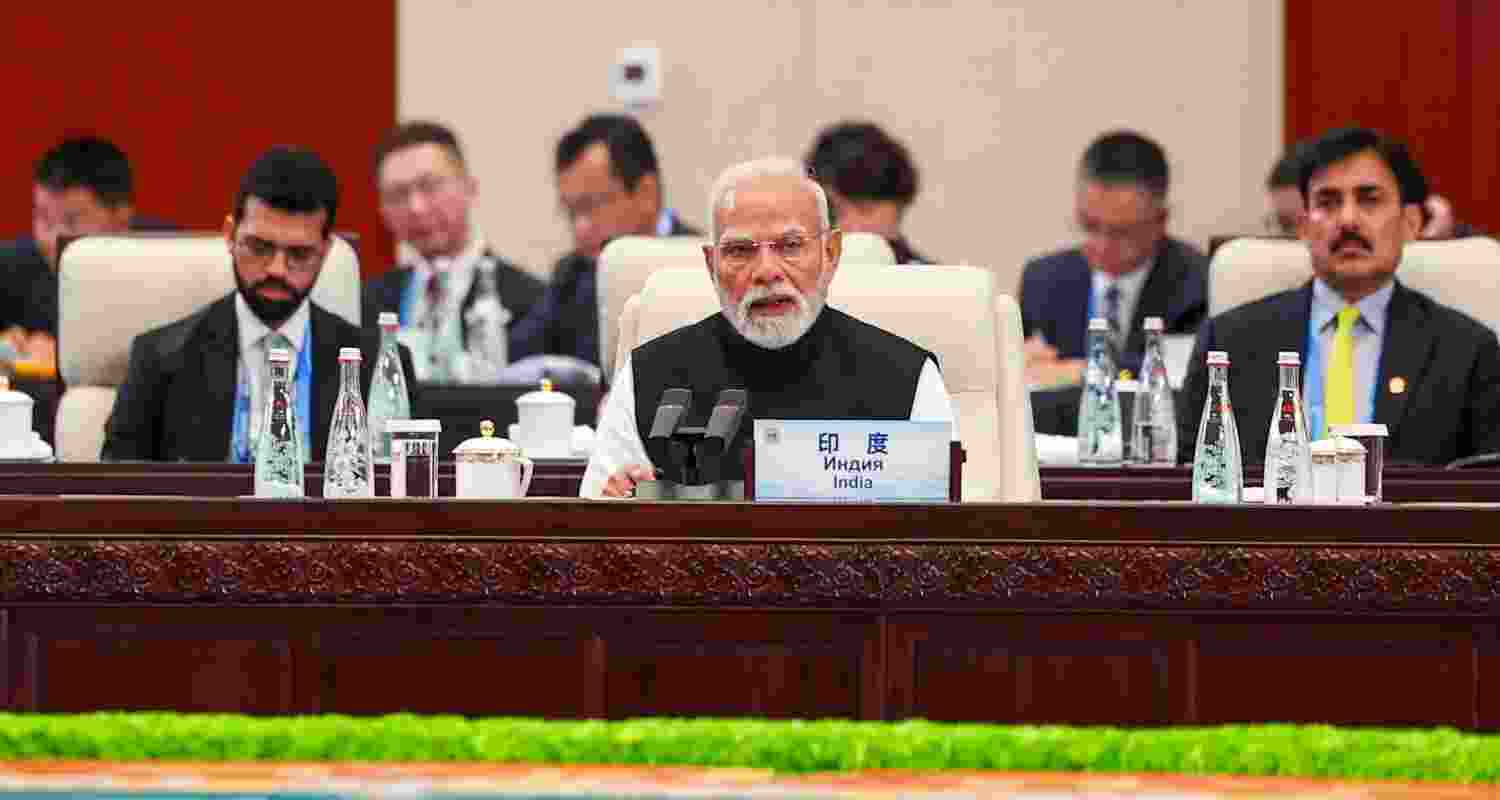 Prime Minister Narendra Modi delivers India's statement at the Shanghai Cooperation Council (SCO) Members Session in Tianjin, China.