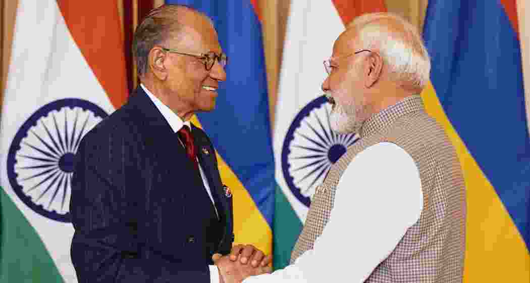 Prime Minister Narendra Modi with his Mauritius counterpart Navinchandra Ramgoolam.