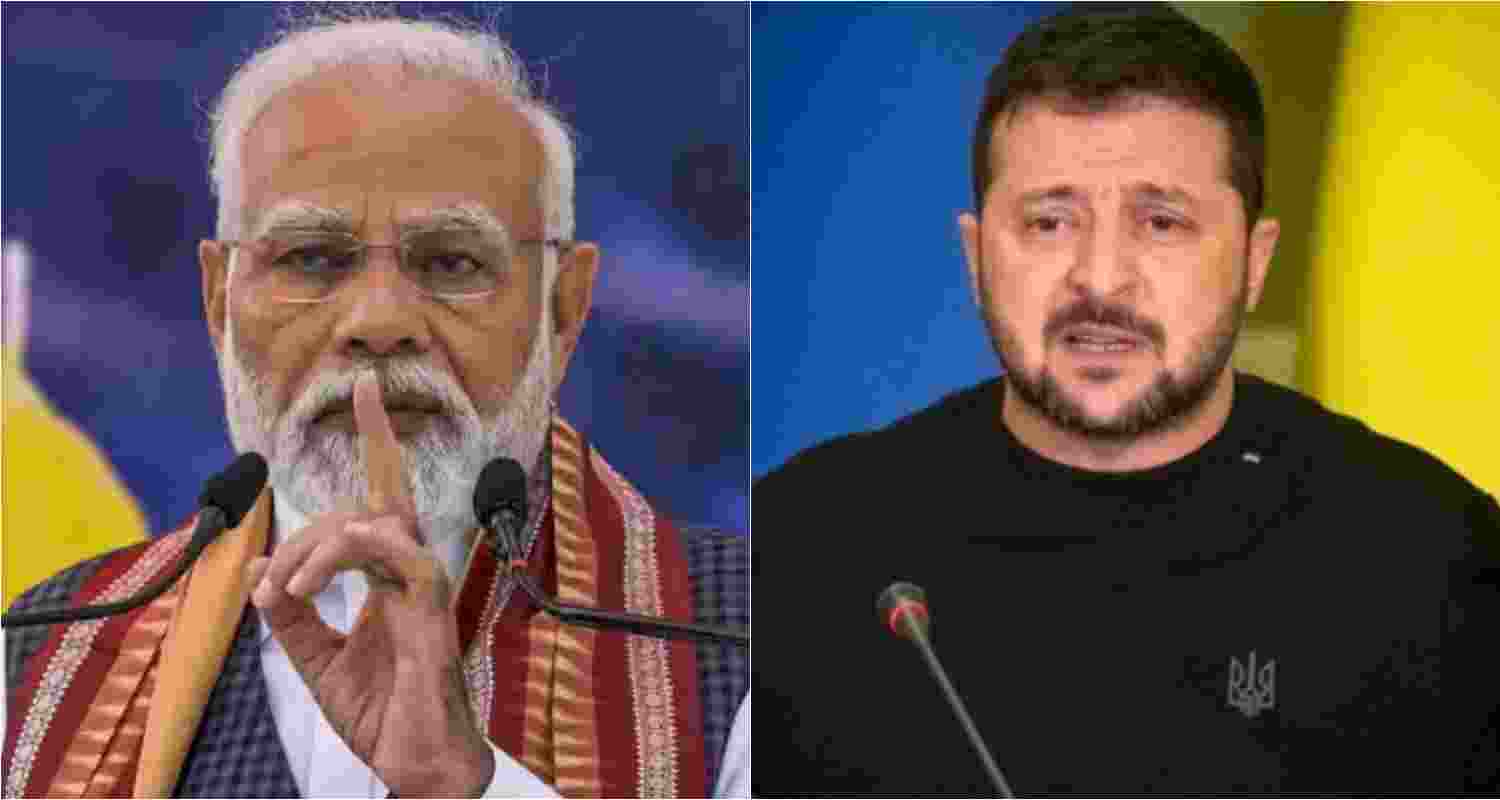 Prime Minister Narendra Modi (left), Ukrainian President Volodymyr Zelenskyy.
