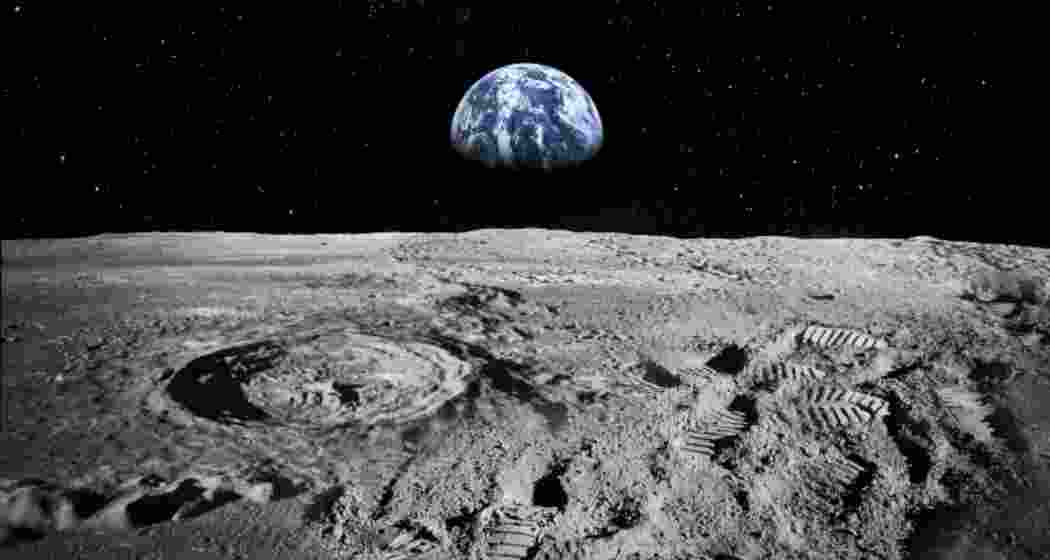 View of earth captured from the moon. 