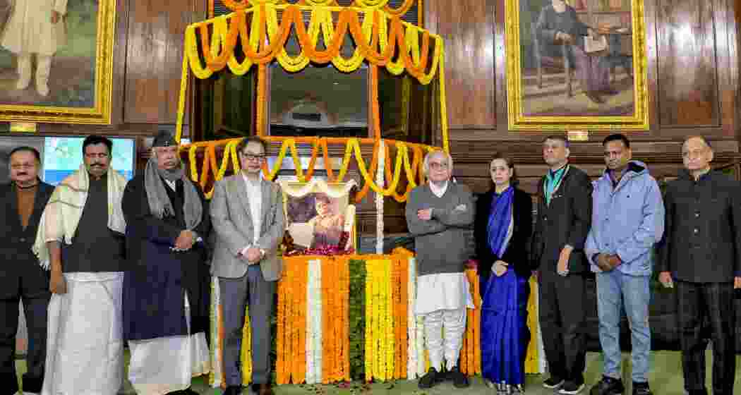 Union Minister Kiren Rijiju, Congress President Mallikarjun Kharge, Congress leader Jairam Ramesh and others at a function to pay floral tributes to Netaji Subhas Chandra Bose on the occasion of his birth anniversary, in New Delhi.