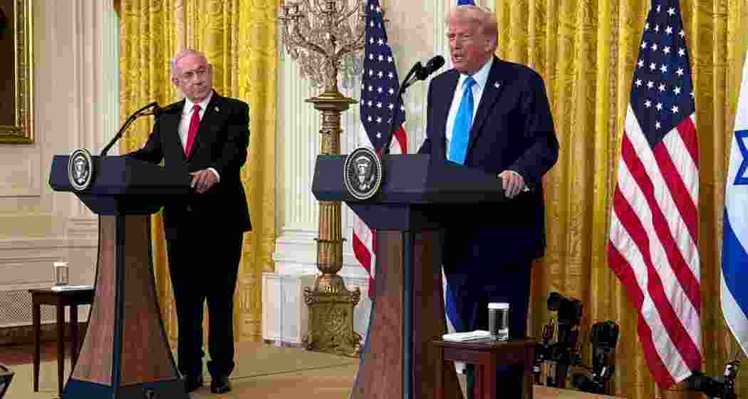 US President Donald Trump and Israeli Prime Minister Benjamin Netanyahu address a joint press conference in Washington, where Trump announced plans for the US to take over Gaza. (Photo/X@WhiteHouse)