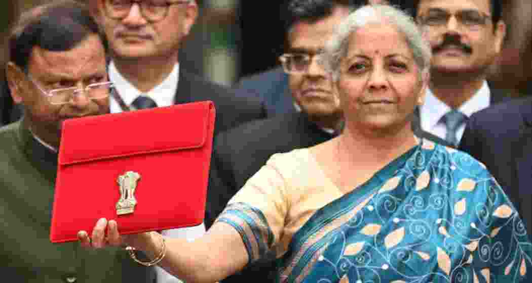Finance Minister Nirmala Sitharaman before presenting the interim 2024-25 budget in Parliament. 