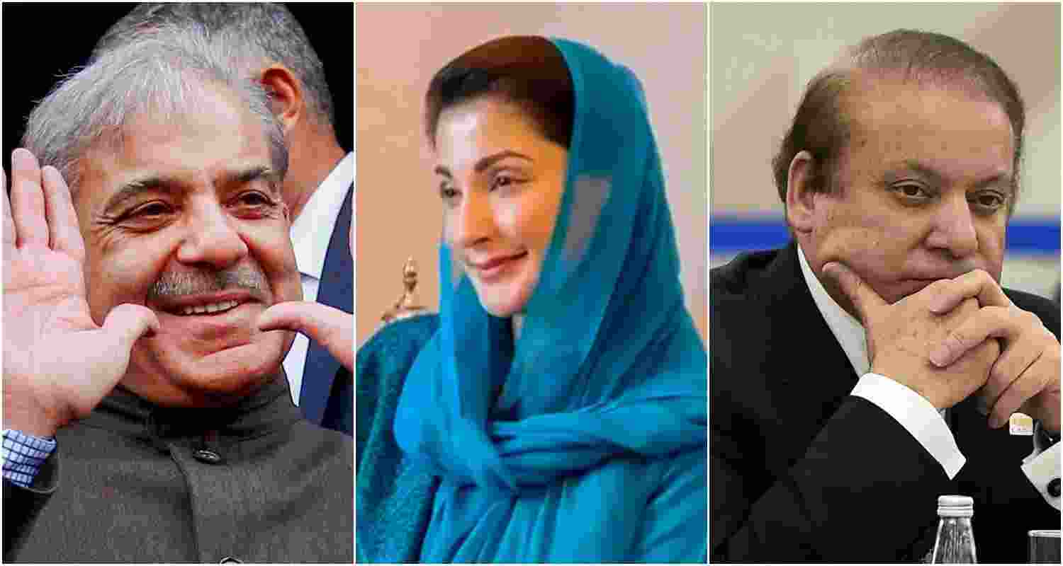 Former Pakistan PM, Shehbaz Sharif (left) his daughter Maryam Nawaz (middle) and Former Pakistan PM Nawaz Sharif.