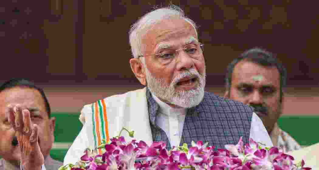 Prime Minister Narendra Modi addresses the media on the first day of the Winter session of Parliament, in New Delhi, Monday, Nov. 25, 2024.