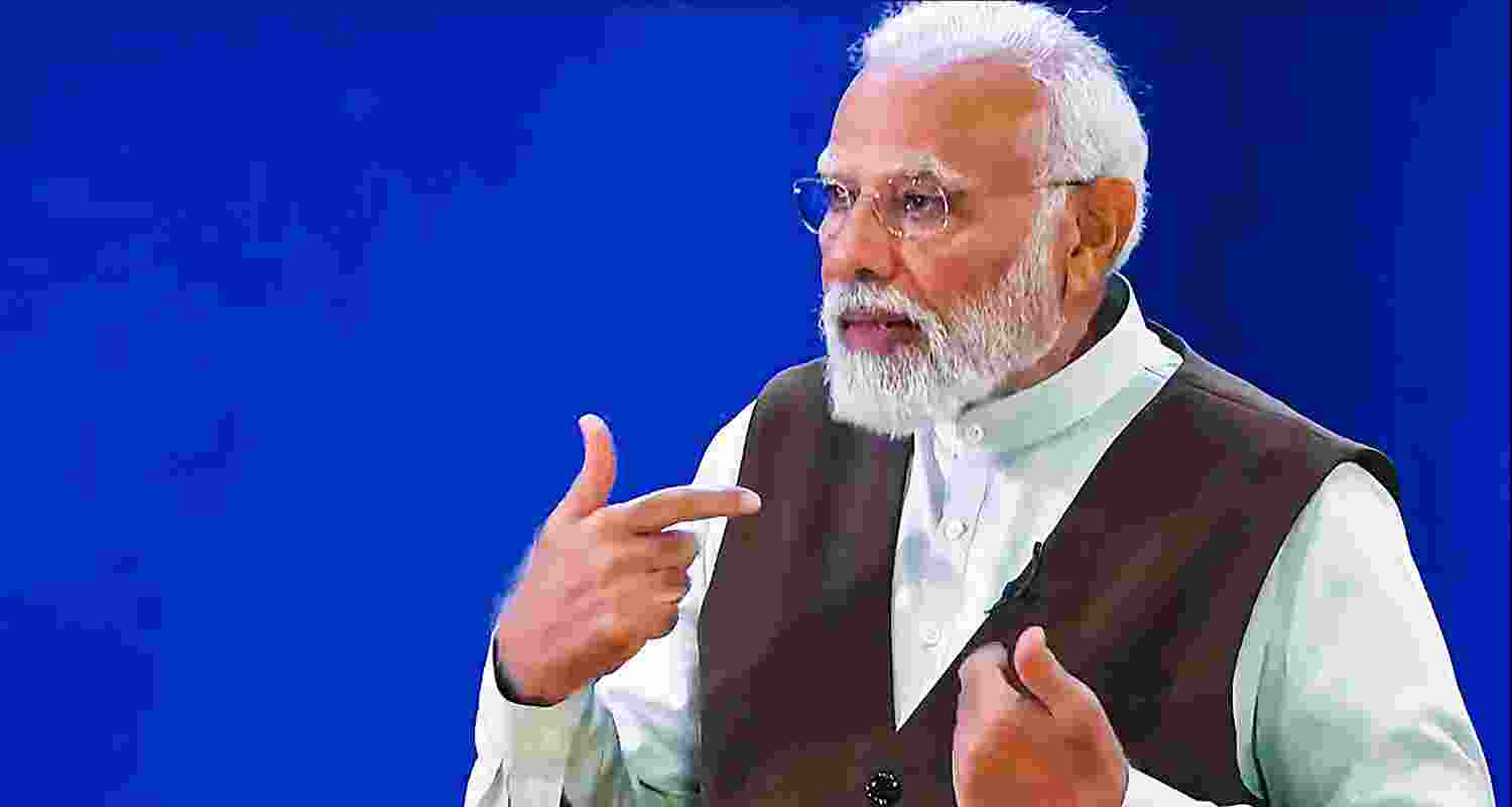 Prime Minister Narendra Modi speaks during the National Creators Awards 2024. 