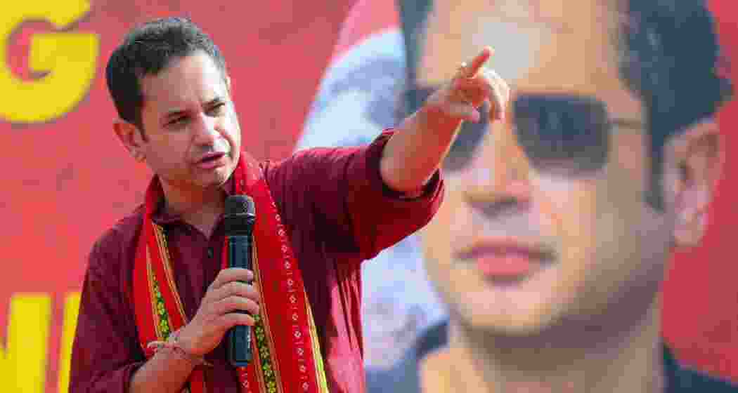 TIPRA Motha chief Pradyot Bikram Manikya Deb Barma addressing a gathering. 