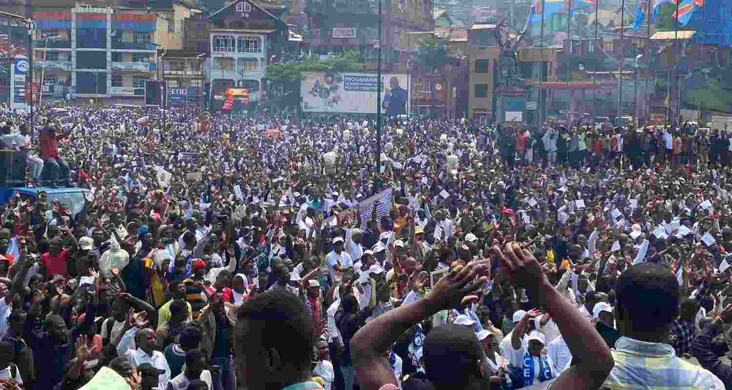 Thousands of demonstrators were seen on the streets in Goma, Congo.