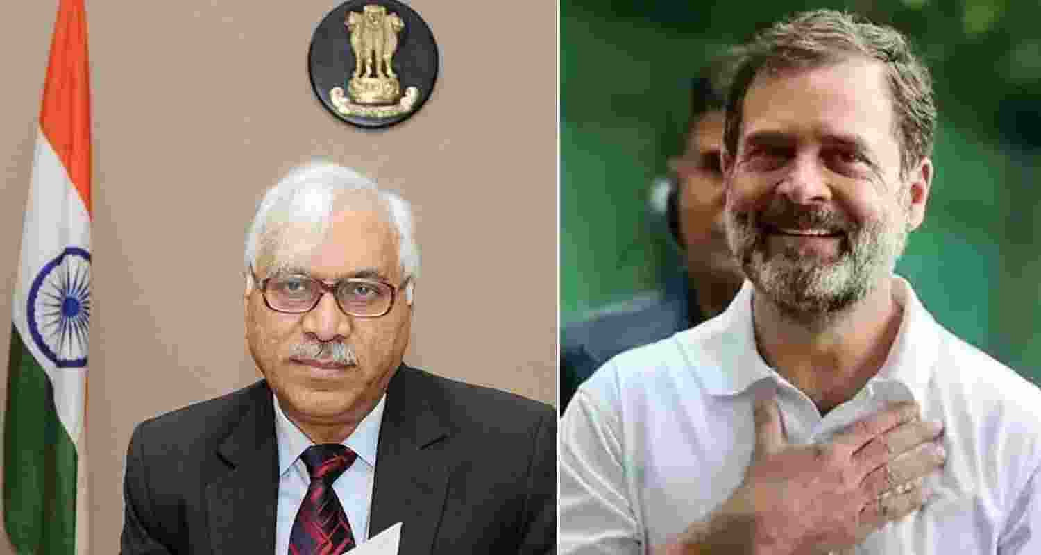 Former Chief Election Commissioner SY Quraishi (left) and Congress leader Rahul Gandhi.
