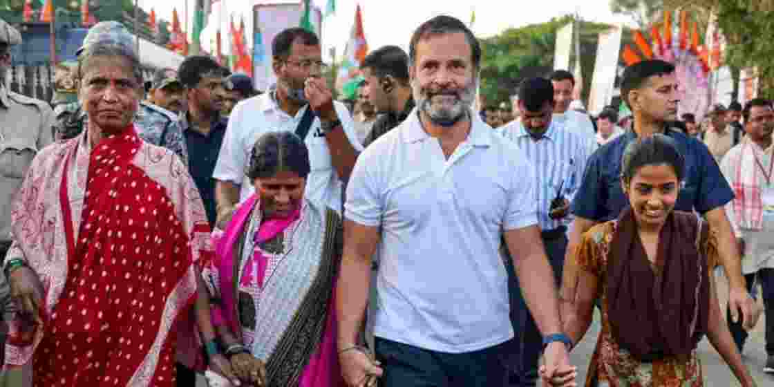 Congress leader Rahul Gandhi during the party's 'Bharat Jodo Yatra', in Chitradurga district, Karnataka.