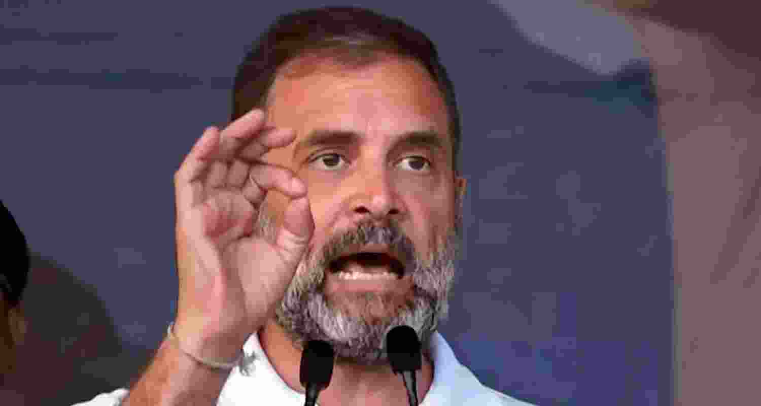  Congress leader Rahul Gandhi speaks at a public meeting during the 'Bharat Jodo Nyay Yatra', in Aurangabad district, Thursday