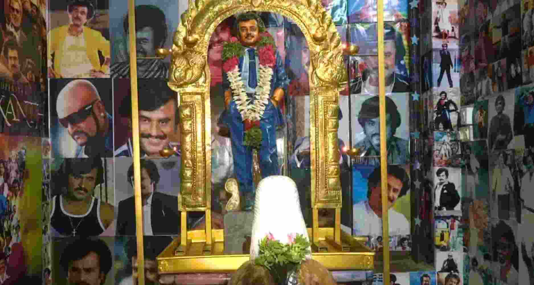 The temple, inaugurated just a few years ago, features a striking 300-kg idol of Rajinikanth.