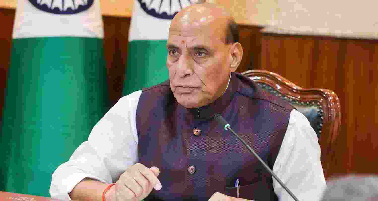 Defence Minister Rajnath Singh during his address at the seminar. 