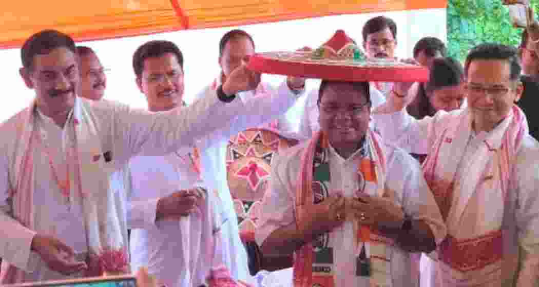 Former Assam Congress chief Ripun Bora reclaims his position within the party, marking his return from the Trinamool Congress, with AICC general secretary Jitendra Singh and other leaders at the ceremony in Charaideo.