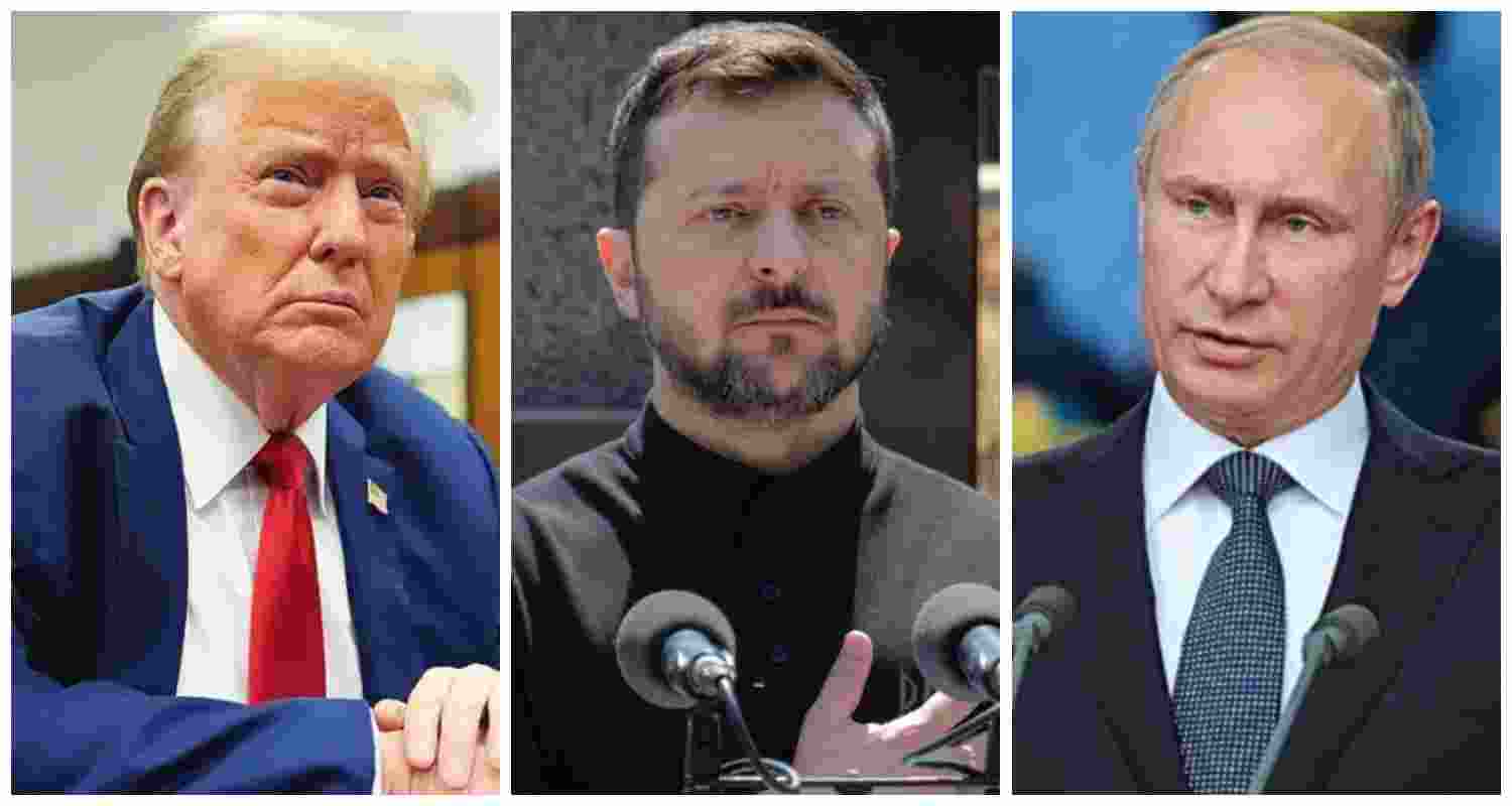 (From left to right) US President Donald Trump, Ukrainian President Volodymyr Zelenskyy, and Russian President Vladimir Putin. File photos.