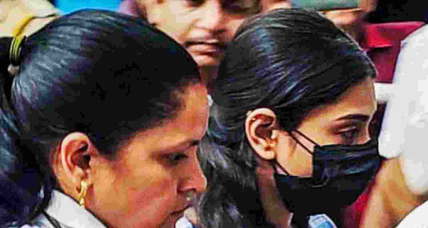 Social media influencer Sharmishta Panoli, who was arrested by the Kolkata Police for making alleged communal comments in a video, being produced at a court, in Kokata, Saturday.