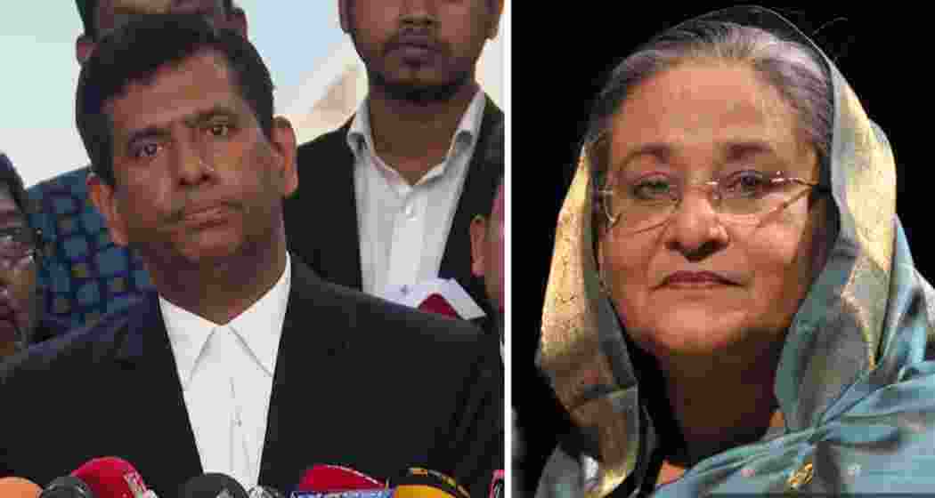 File photo of Chief Prosecutor Muhammad Tajul Islam (L), and ousted Prime Minister Sheikh Hasina.