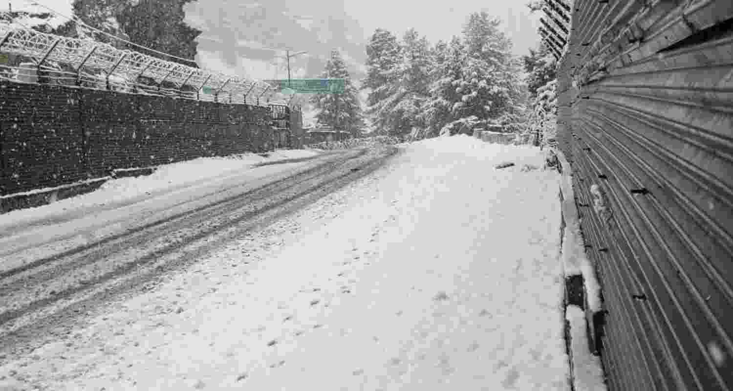 Image of snowfall from the Gulmarg hill station in Kashmir.