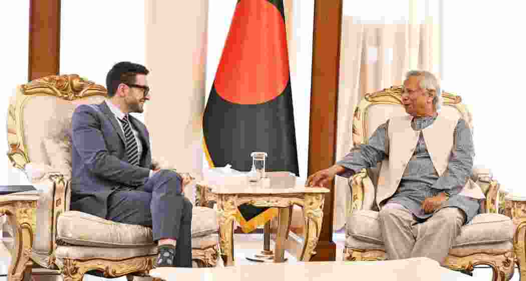 Alex Soros, chairperson of the Open Society Foundations, meets Bangladesh’s Chief Interim Adviser Muhammad Yunus in Dhaka on Wednesday.
