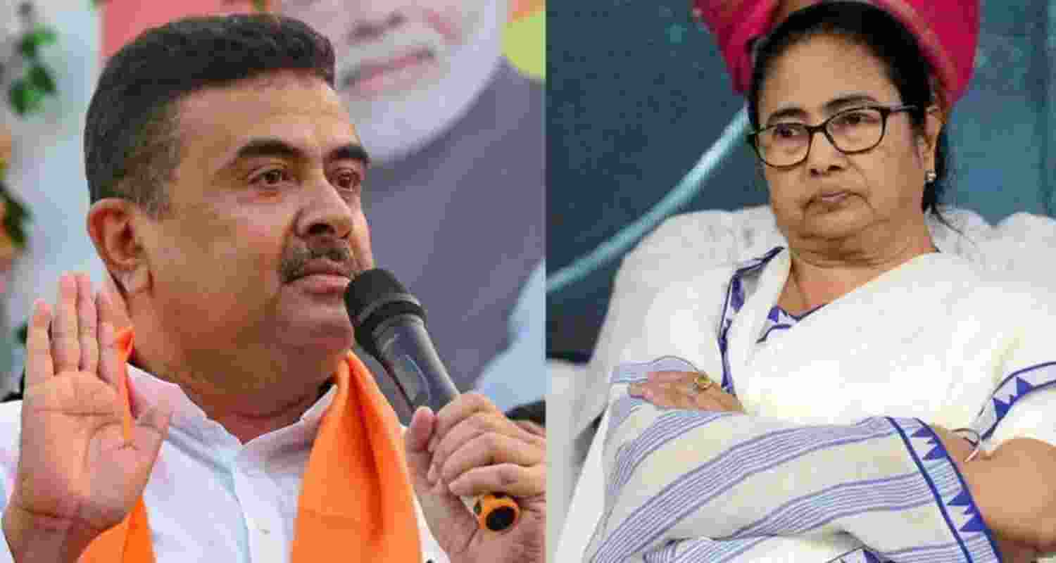 Leader of Opposition in the West Bengal Legislative Assembly Suvendu Adhikari (left) and West Bengal CM Mamata Banerjee.