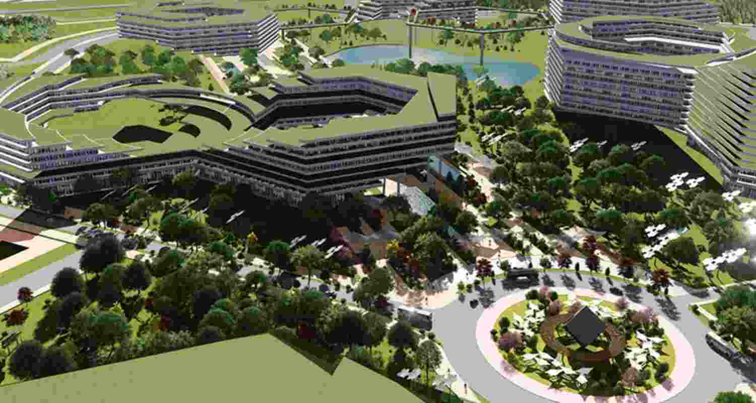A 3D render of the Green Pharma City project.