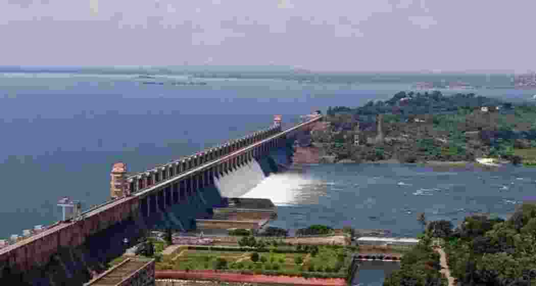 A view of the Tungabhadra Dam, where one of the gates was recently washed away.