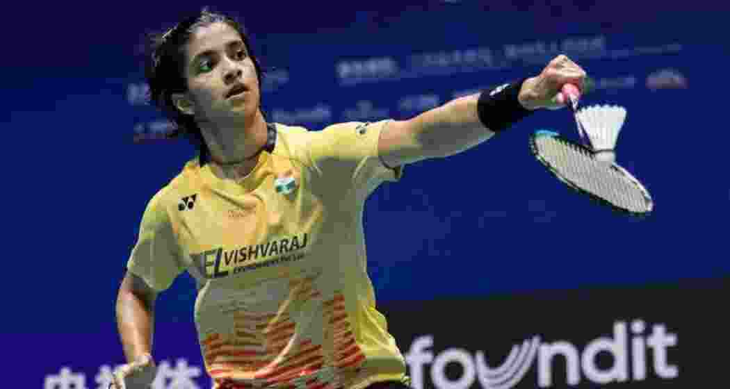 Malvika Bansod strikes a shot against Japan's Akane Yamaguchi. File Photo.