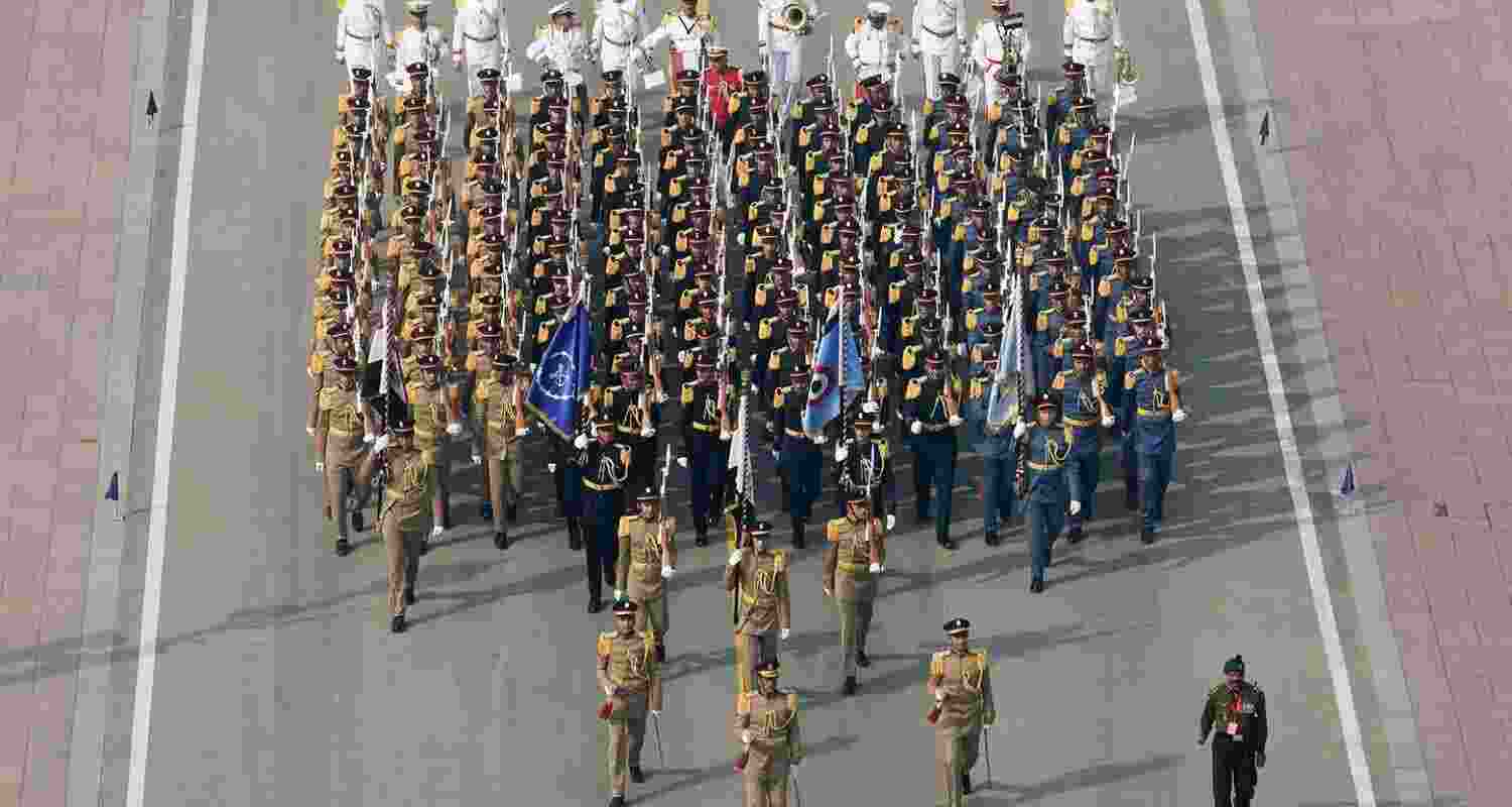 Defence forces rehearse for Republic Day celebrations 2025. File Photo.