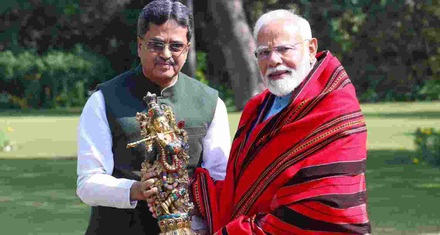 PM Modi meets Tripura CM Manik Saha to discuss growth plans.