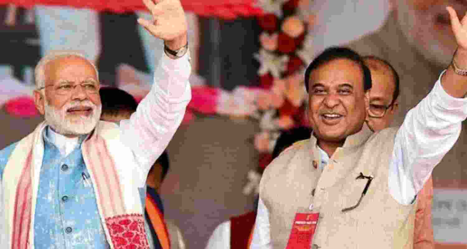 Prime Minister Modi and Assam CM Himanta Biswa Sarma. Image X.