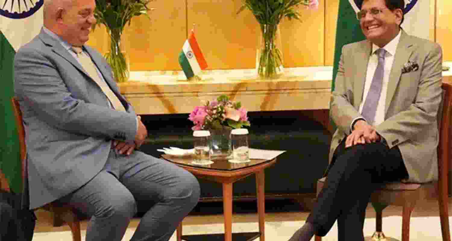 India's commerce and industry minister Piyush Goyal (R) during his visit to Italy to discuss economic ties 