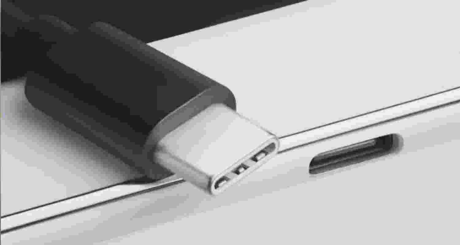 An image of a USB Type-C cable and port. 