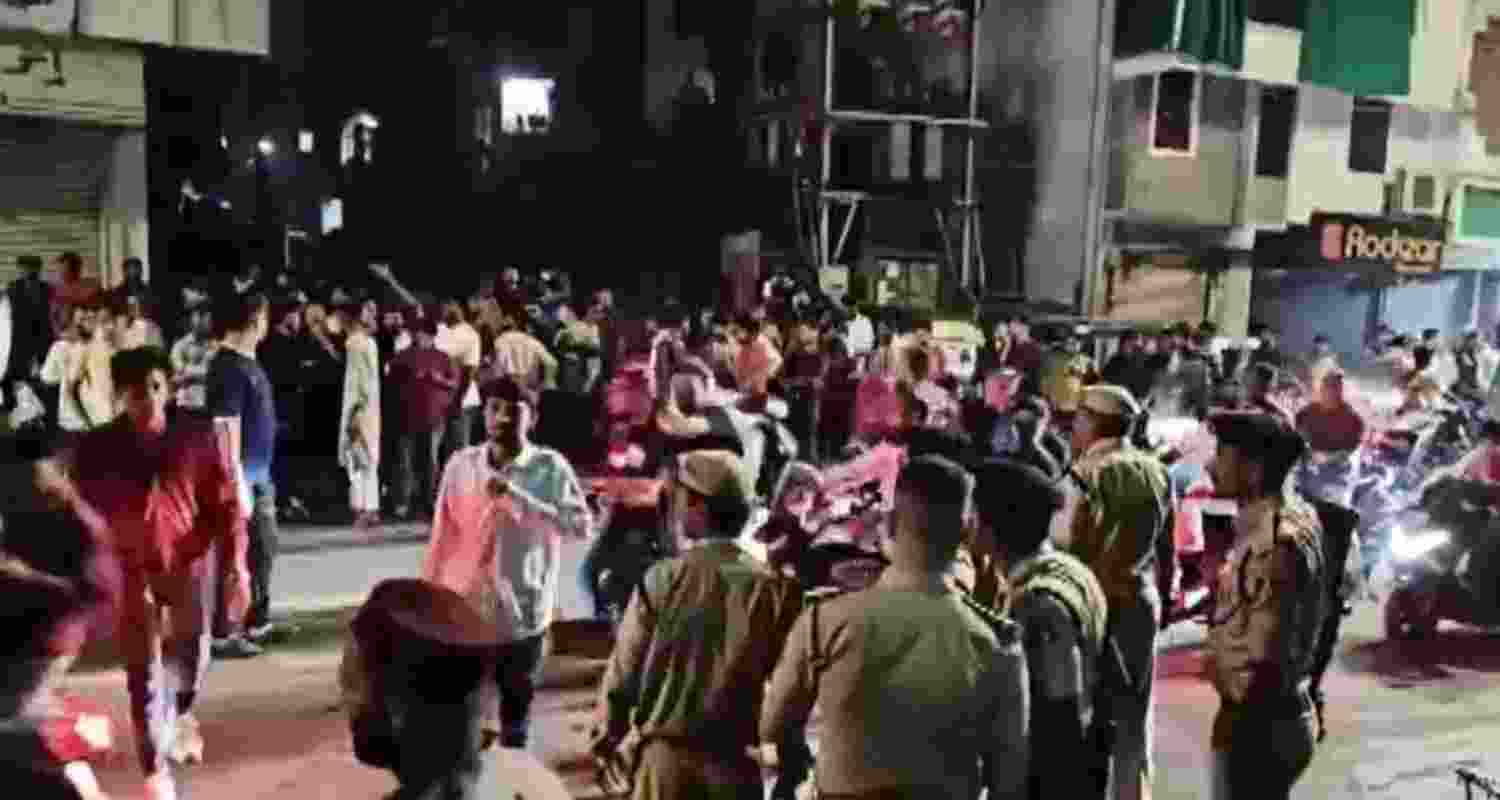 According to a police statement, the disturbance began after the social media post caused a crowd to gather at the police station to make a complaint. 