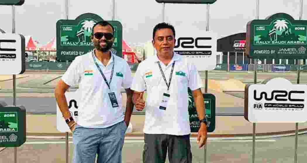 Naveen Puligilla and co-driver Musa Sherif during the Saudi Arabia Rally 2025.
