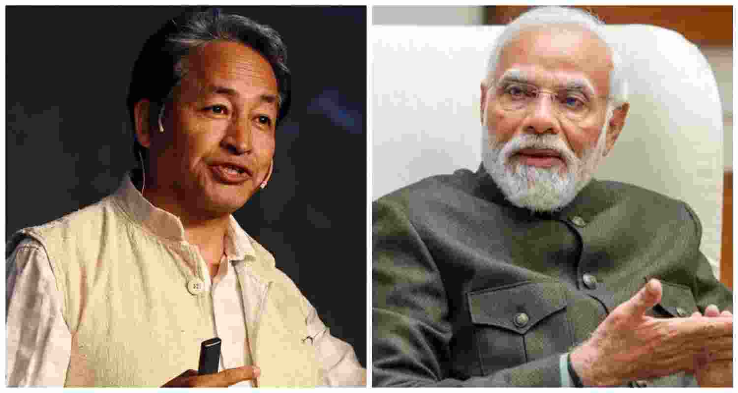 Climate activist Sonam Wangchuk, Prime Minister Narendra Modi. File photos.