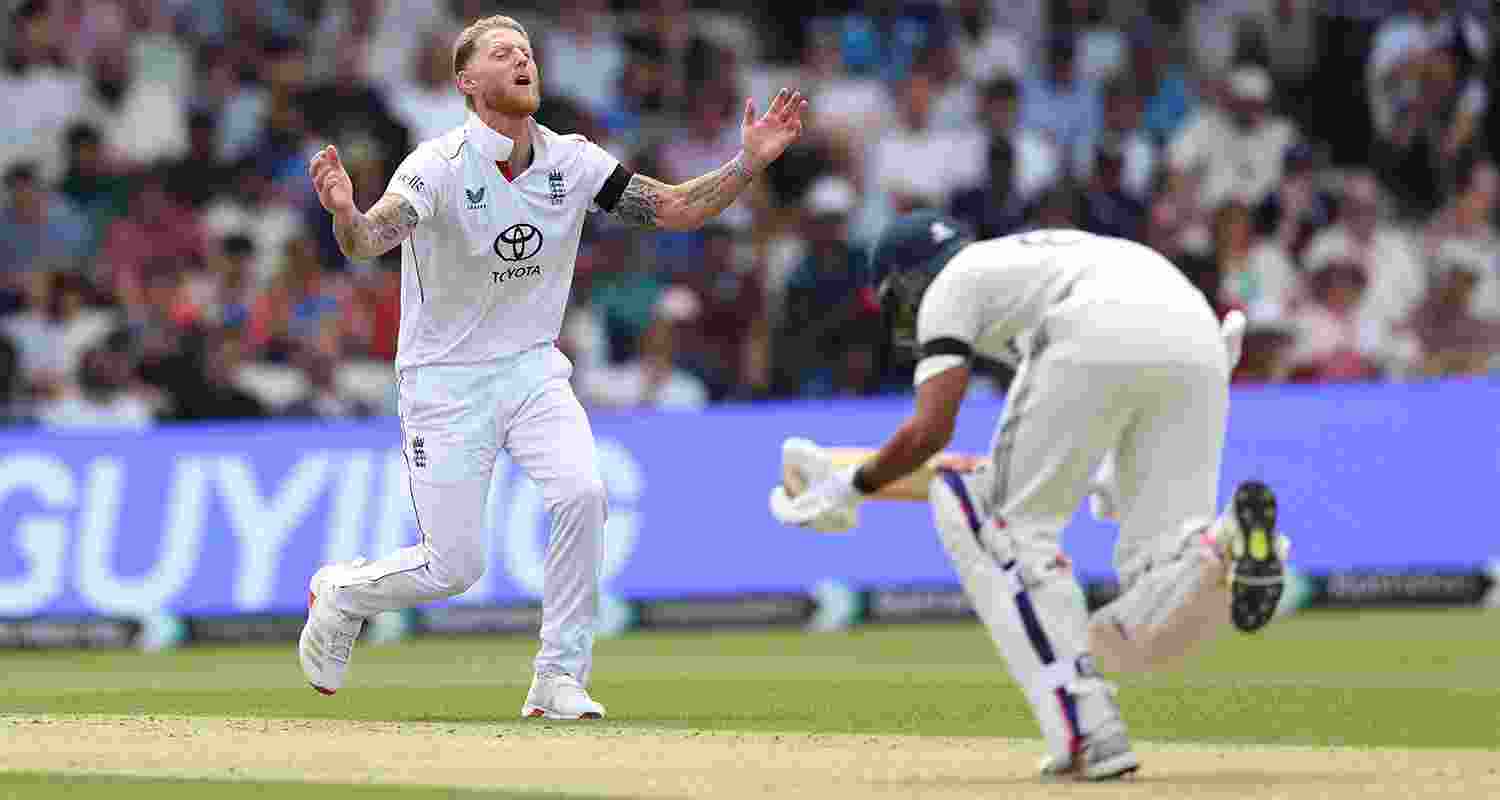 England captain Ben Stokes (left) reacts after bowling to India’s Yashasvi Jaiswal on the opening day of the first Test match between India and England at Headingley in Leeds on Friday.