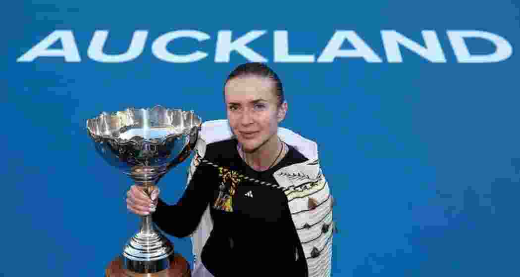 Elina Svitolina poses with the ASB Classic trophy after defeating China’s Wang Xinyu in the final at Auckland, claiming her 19th WTA Tour title. Elina Svitolina poses with the ASB Classic trophy after defeating China’s Wang Xinyu in the final at Auckland, claiming her 19th WTA Tour title.