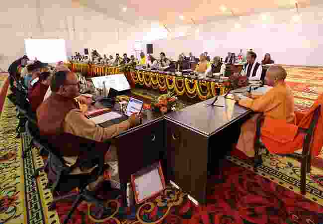 Yogi cabinet meets in Prayagraj, joins Mahakumbh rituals