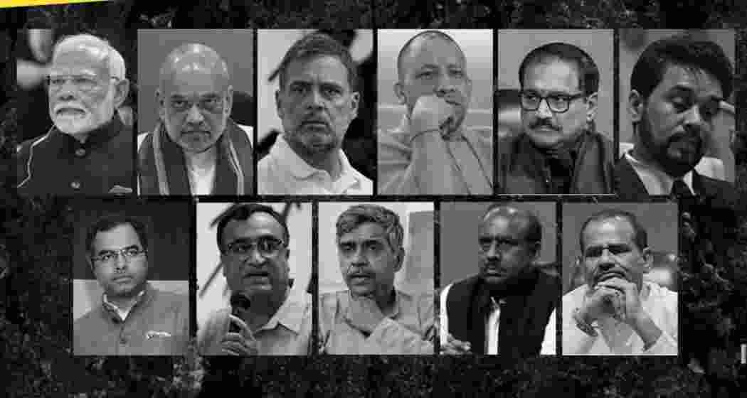 Rahul Gandhi, Modi, Shah, and Yogi feature among others in AAP’s “corrupt” poster for Delhi polls.
